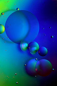Oil droplets on water