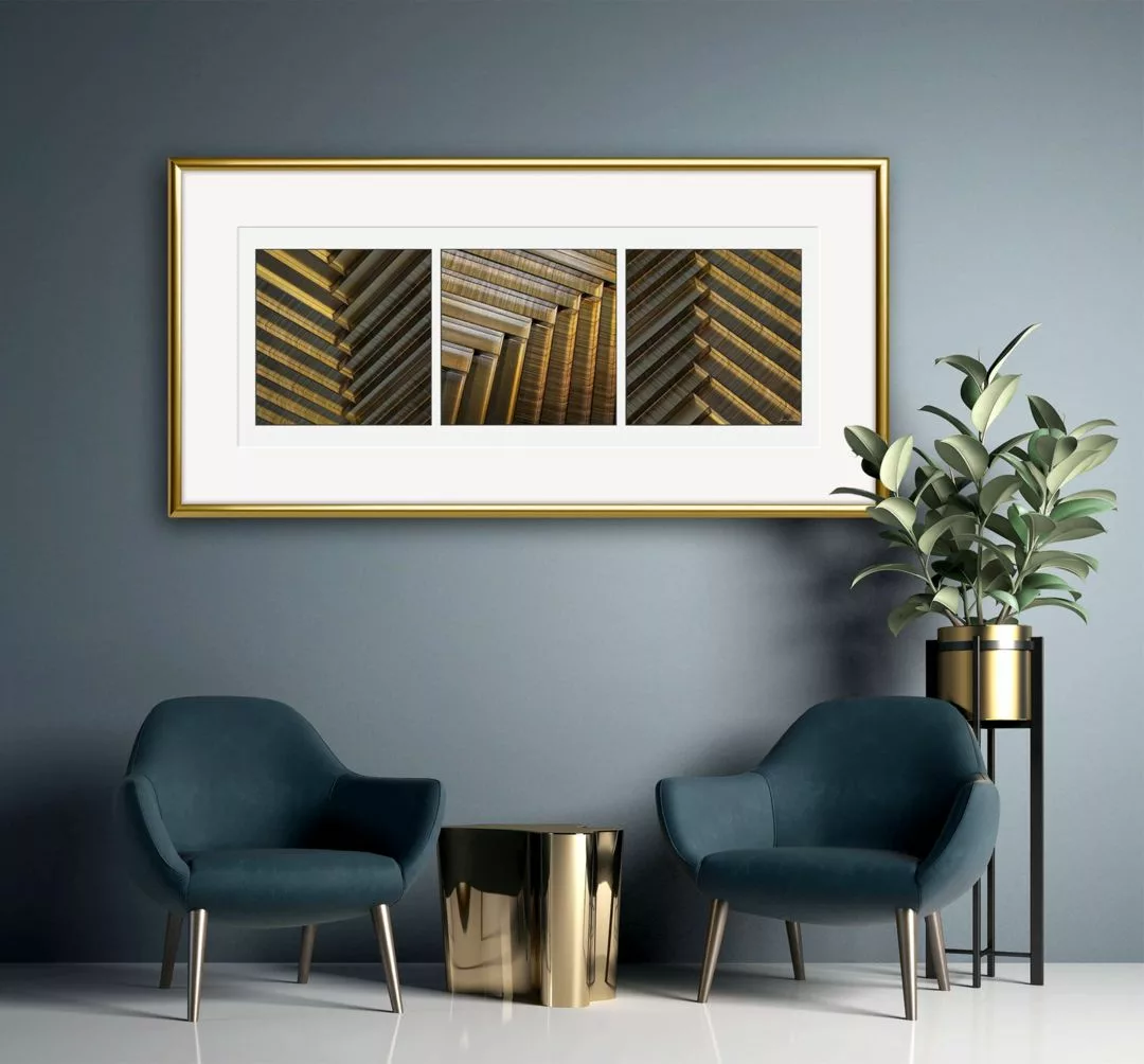 'Channeling Gold' (in situ) - Abstract Art by Jane Trotter
