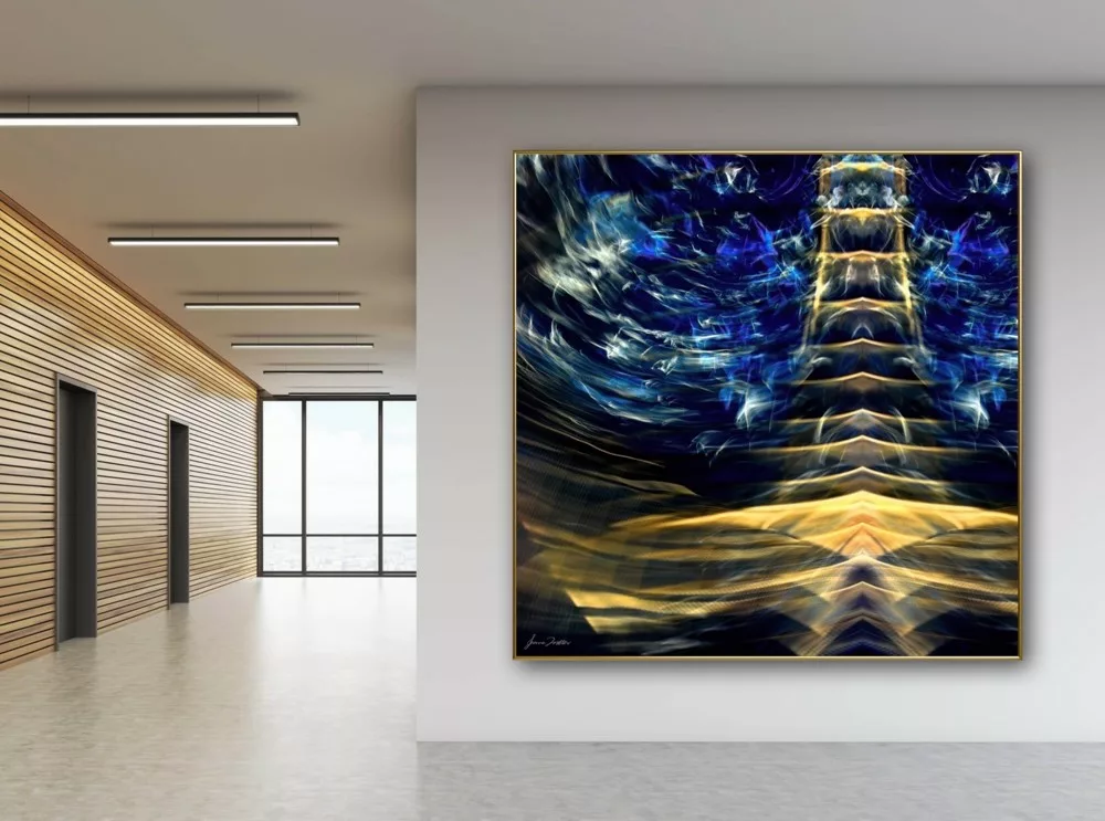 'Electric Pagoda' (in situ) - Abstract Art by Jane Trotter